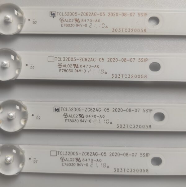 4 KIT BARRE LED TCL32D05-ZC62AG-05 E78030 94V-0 NUOVE ORIGINALE - immagine 2